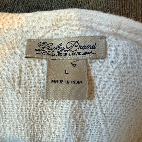 Vintage off white Lucky Brand Jacket Large Lightweight Zipper Front Side Pockets - Picture 3 of 6